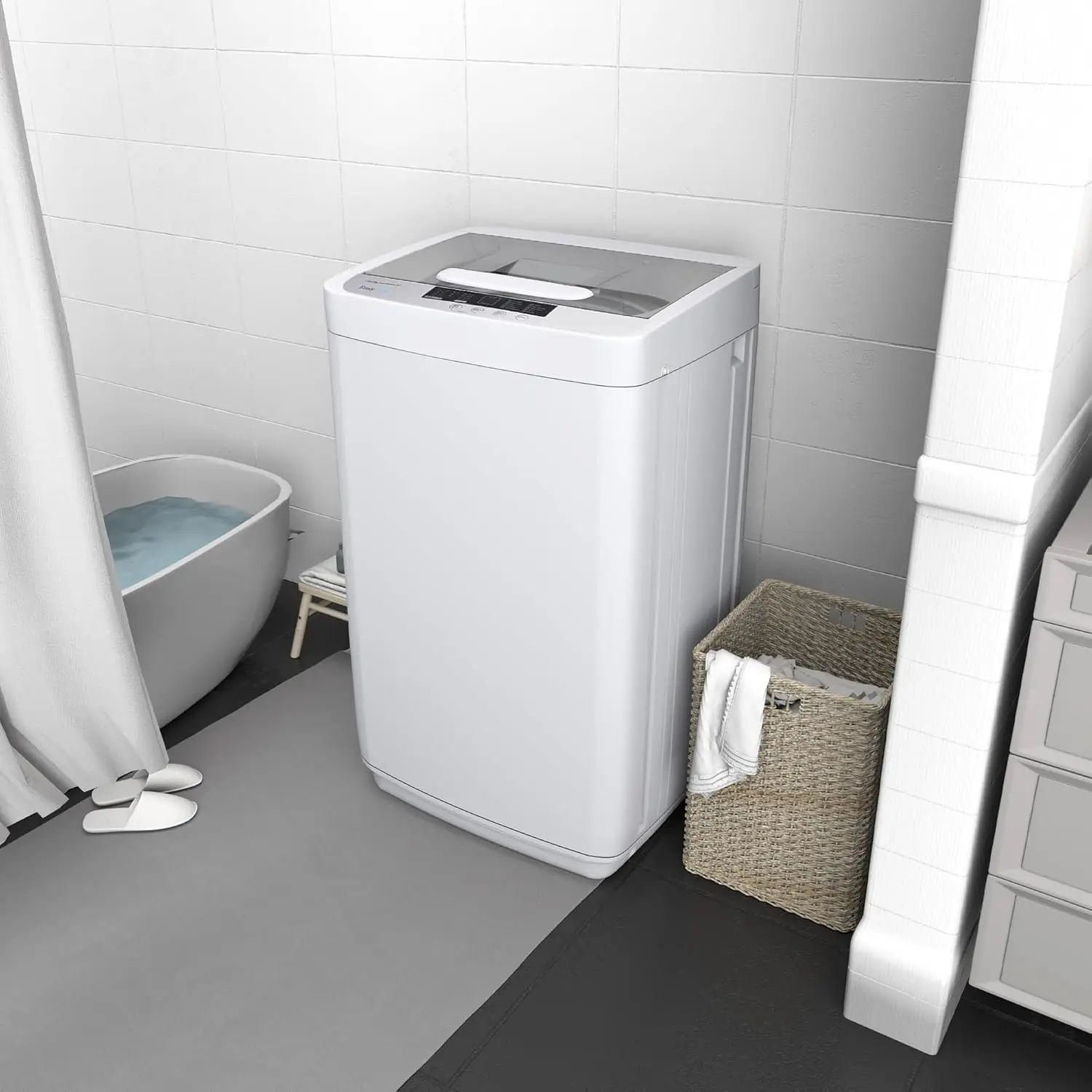 Washer Machine, Portable Washing Machine, 1.7 Cu.Ft.Laundry Washer Spin with 10 Wash Programs& LED Display& Built-in Drain Pump,