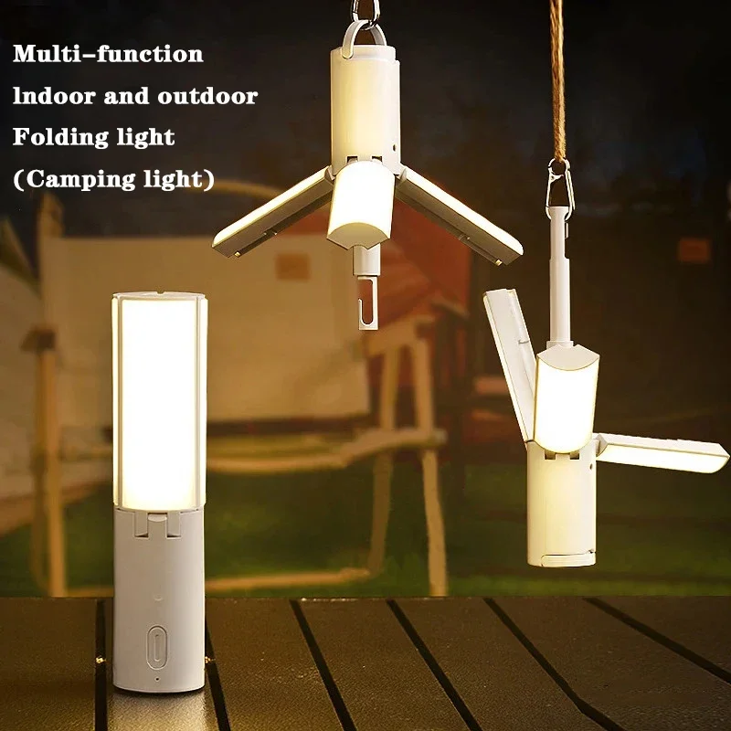 Folding Outdoor Camping Portable Rechargeable High Capacity Emergency Lamp Flashlight Camping Hanging Tent Hanging Light