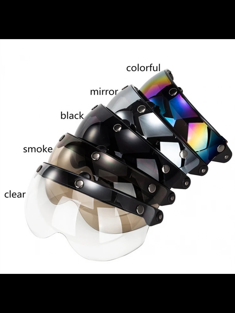 AliExpress NONE 3 Snap Retro Helmet Visor  3 Snap Retro Helmet Visor Windproof Sun  Half Face Motorcycle Helmets Visor