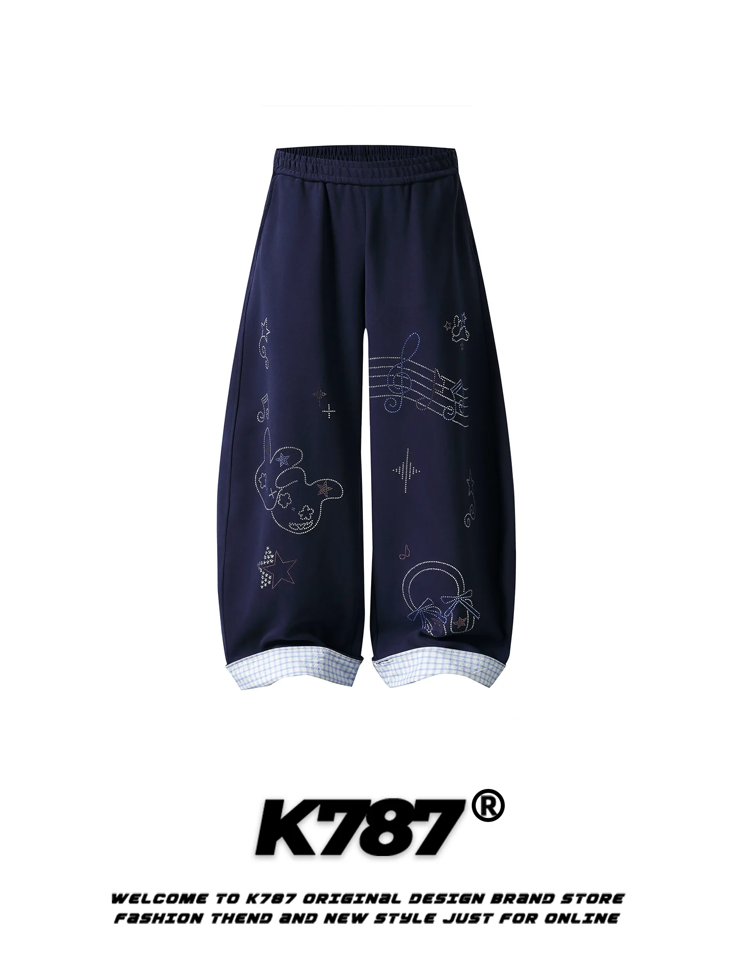 

Женские широкие брюки K787 в американском повседневном стиле с декоративными вставками, свободные, с манжетами, для уличных танцев и спорта, прямые штаны