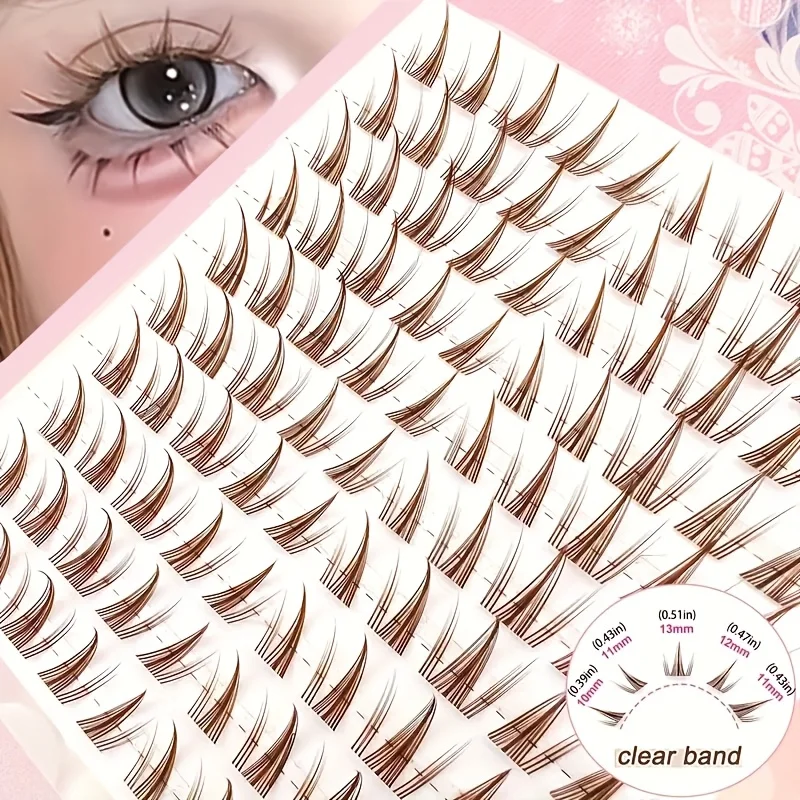 100 Clusters of Sunflower Brown False Eyelashes, Brown False Eyelash Set, Natural and Comfortable, Multifunctional C-Shaped Curl