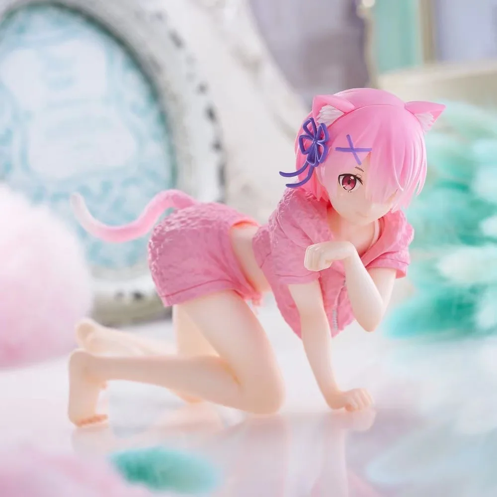 Anime ram rem q-versão kawaii figura de ação ornamentos de carro modelo pvc estátua brinquedos boneca decoração de mesa presentes colecionáveis