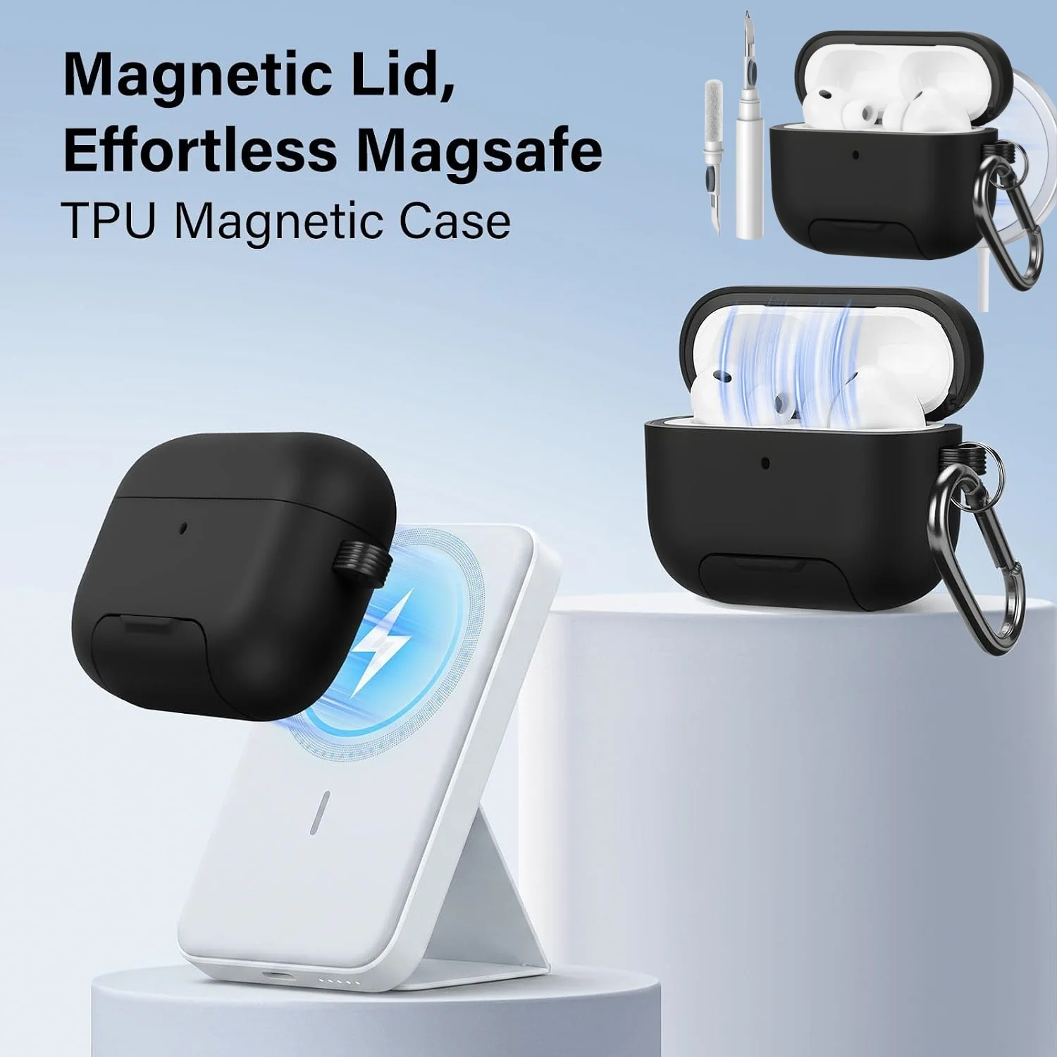 2026 New For AirPods Pro 3 Magnetic Lock Lid Case Phone Stand Design Compatible with MagSafe Case Accessories For AirPods Pro 3