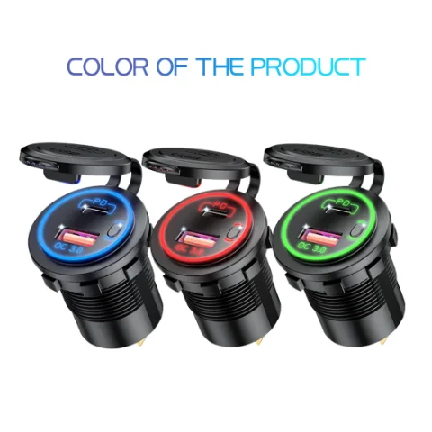 60W PD Type C/QC 3.0 USB Car Charger with Switch Socket Power Outlet Adapter Waterproof For 12V 24V Car Truck Boat RV Motorcycle