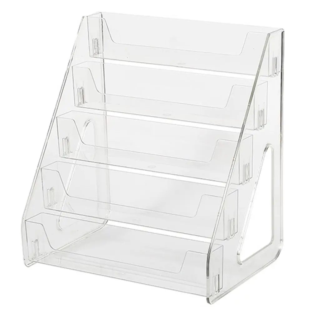 5 Tier Acrylic Book Display Rack DIY Ladder Type Badge Display Holder Large Capacity Save Space Magazines Organizer
