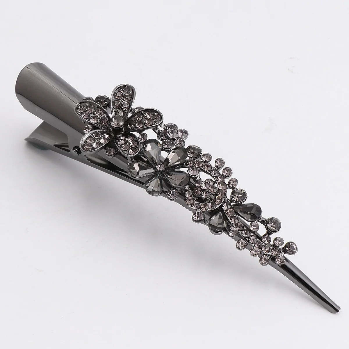 

1pc Retro Horn Hair Clips Barrettes for Women Duckbill Studded Rhinestone Bobby Pins Alloy Crystal Decorative Elegant Styling