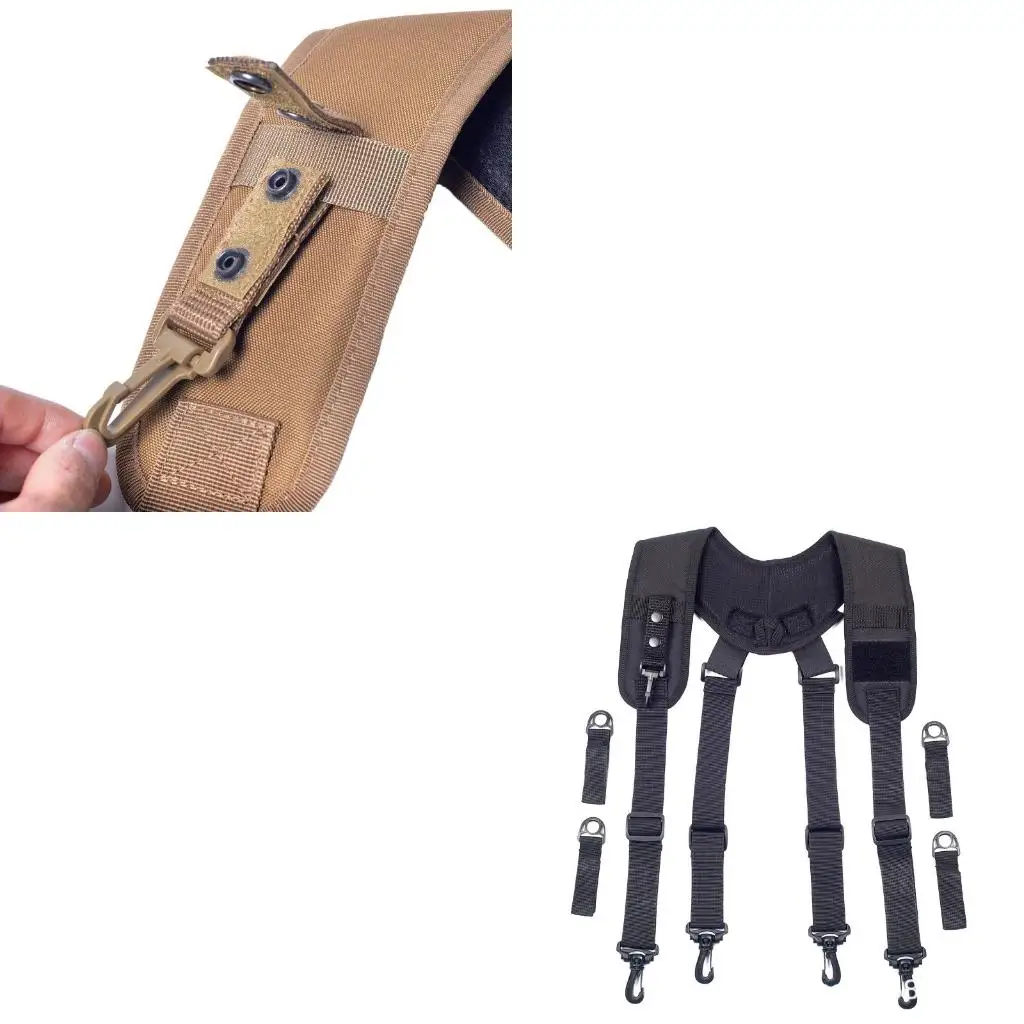  Convenient Men Suspenders Tactical-Suspenders for w/ Adjustable Shoulder Pads Keychain Heavy Duty Belt Harness Combat To
