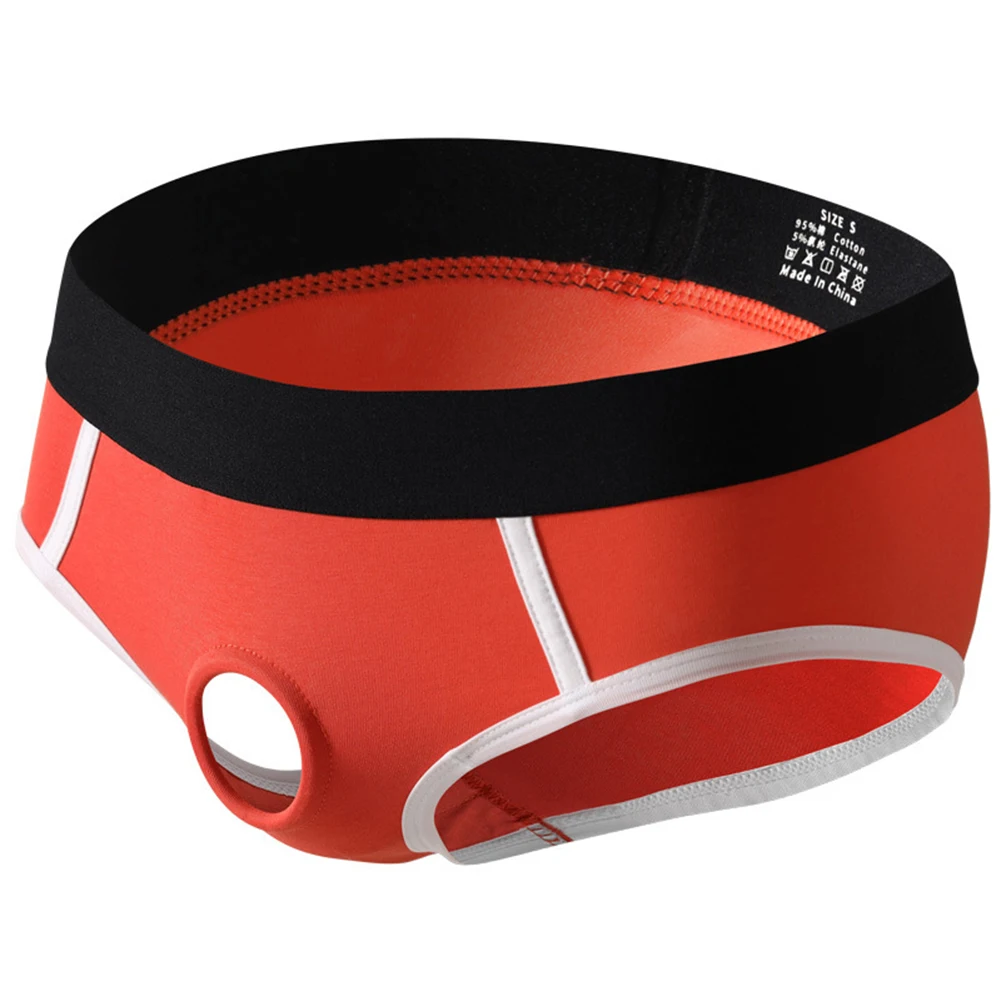 

Men's Panties Sexy Lingerie Front Ring Pouch Hole Cotton Underwear Breathable Briefs Solid Underpants Seamless Trunks Knickers