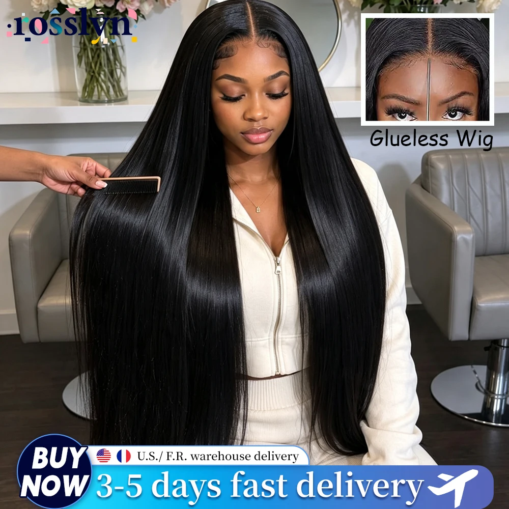 40 Inch Glueless Bone Straight Hd Lace Frontal Wig 4x4 5x5 Black Lace Front Wigs 210% Density Human Hair Brazilian Ready To Wear Transparent Wigs