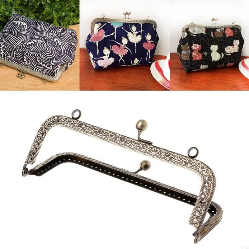 

X7XC 1Pc DIY Purse Handbag Handle Bags Metal Kiss Clasp Lock Frame DIY 18cm