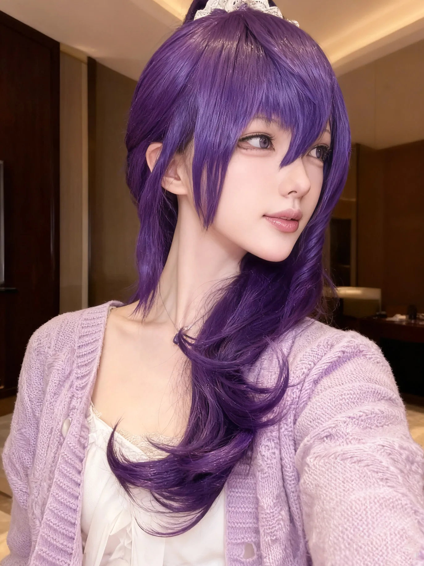 

GAME COLORFUL STAGE Asahina Mafuyu Asahina Mafuyu Cosplay Wig dark purple Long hair Synthetic Wig+Wig cap Party Halloween Wig