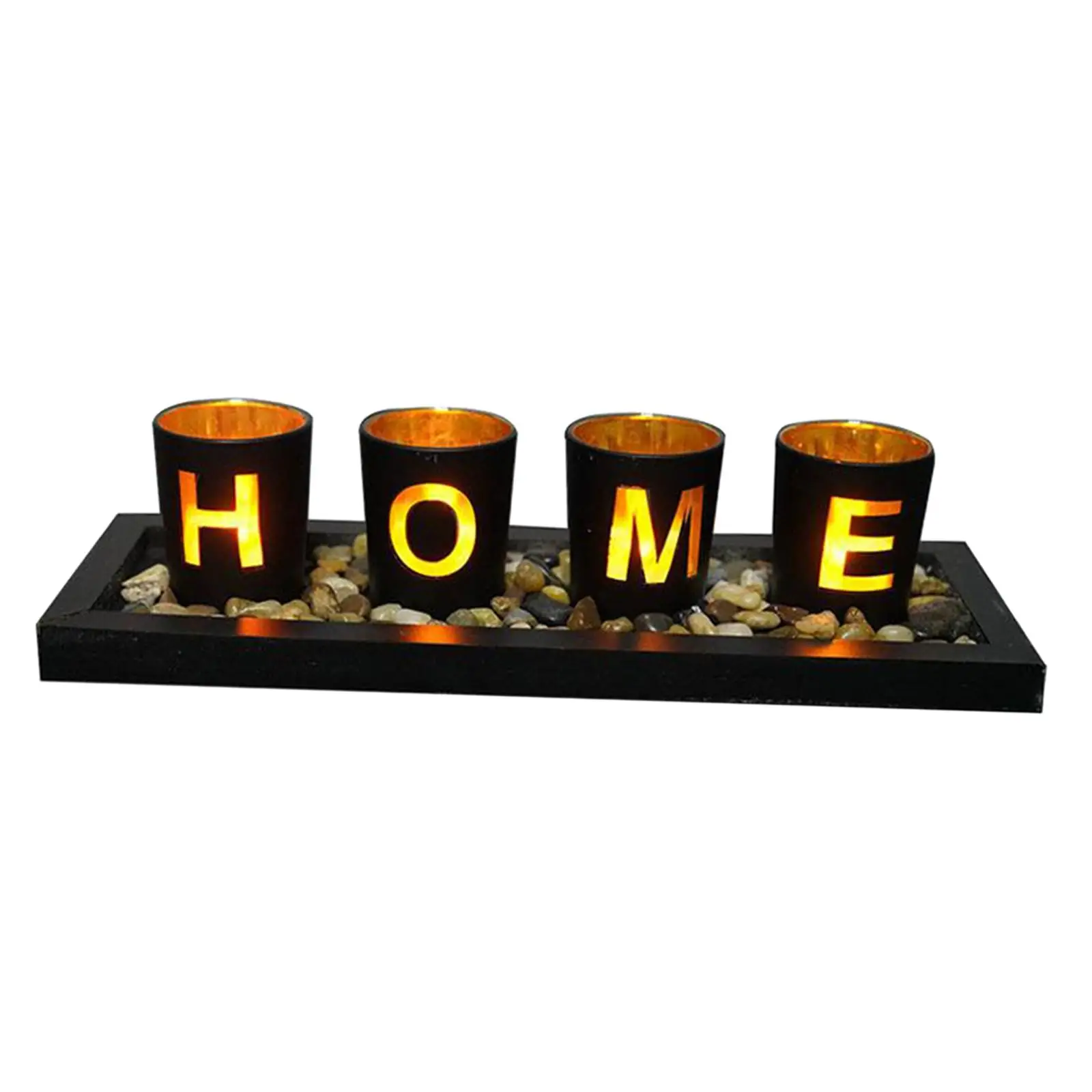 Glass Votive Candle Holders - Glass Votive Candle Holders with Wooden Tray for