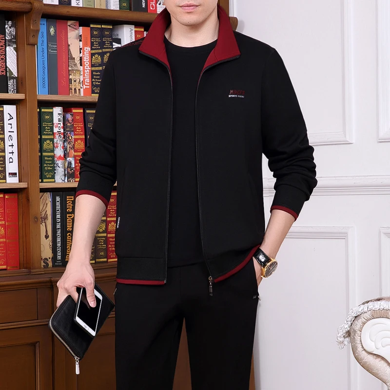 

Весенне-осенний повседневный спортивный костюм из двух предметов для мужчин среднего и старшего возраста, большие размеры, новинка 2023 года