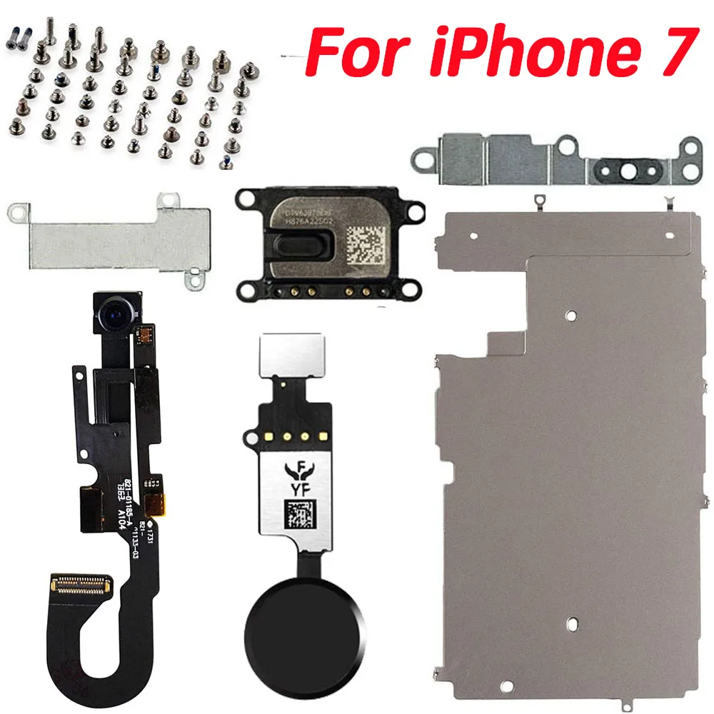 Full Set Lcd Parts Replacement For iPhone 7 8 Plus Front Camera Home Button Flex Cable Ear Speaker With Screw Bracket