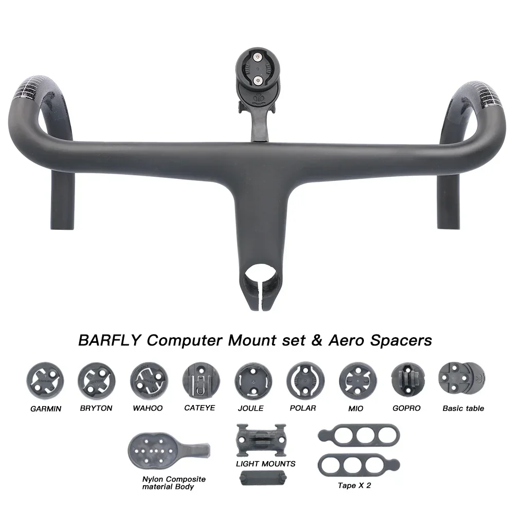 265g only Ultra Light carbon fiber road bike Alpinist integrated Handlebar True T1000 carbon made with computer mounts