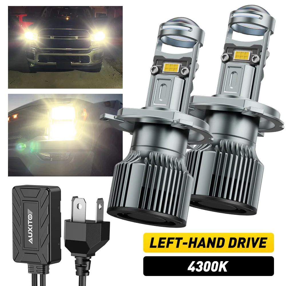

AUXITO H4 4300K LED Projector Headlight Canbus Turbo 110W Powerful 9003 HB2 Bulb Hi Lo Beam Automotive Lamp Mini Lens 12V 2Pcs