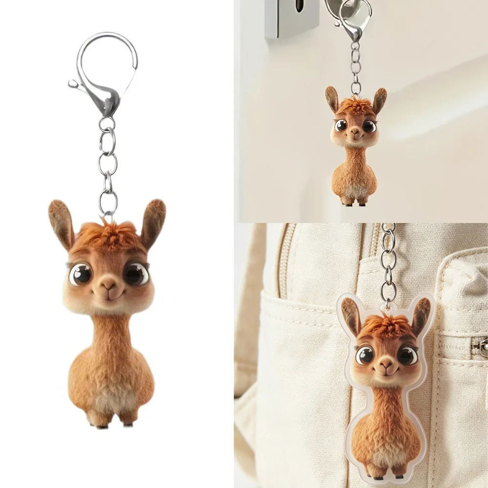 New cute alpaca keychain acrylic pendant for decorating bags, car rearview mirrors, and home decor