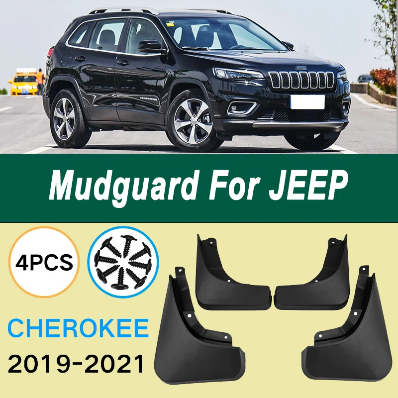 

For JEEP Cherokee 2019-2021 Automotive Tire Mudguard Waterproof Prevent Mud Splashing Car Mud Flaps Fender Trim 4pcs Accessories