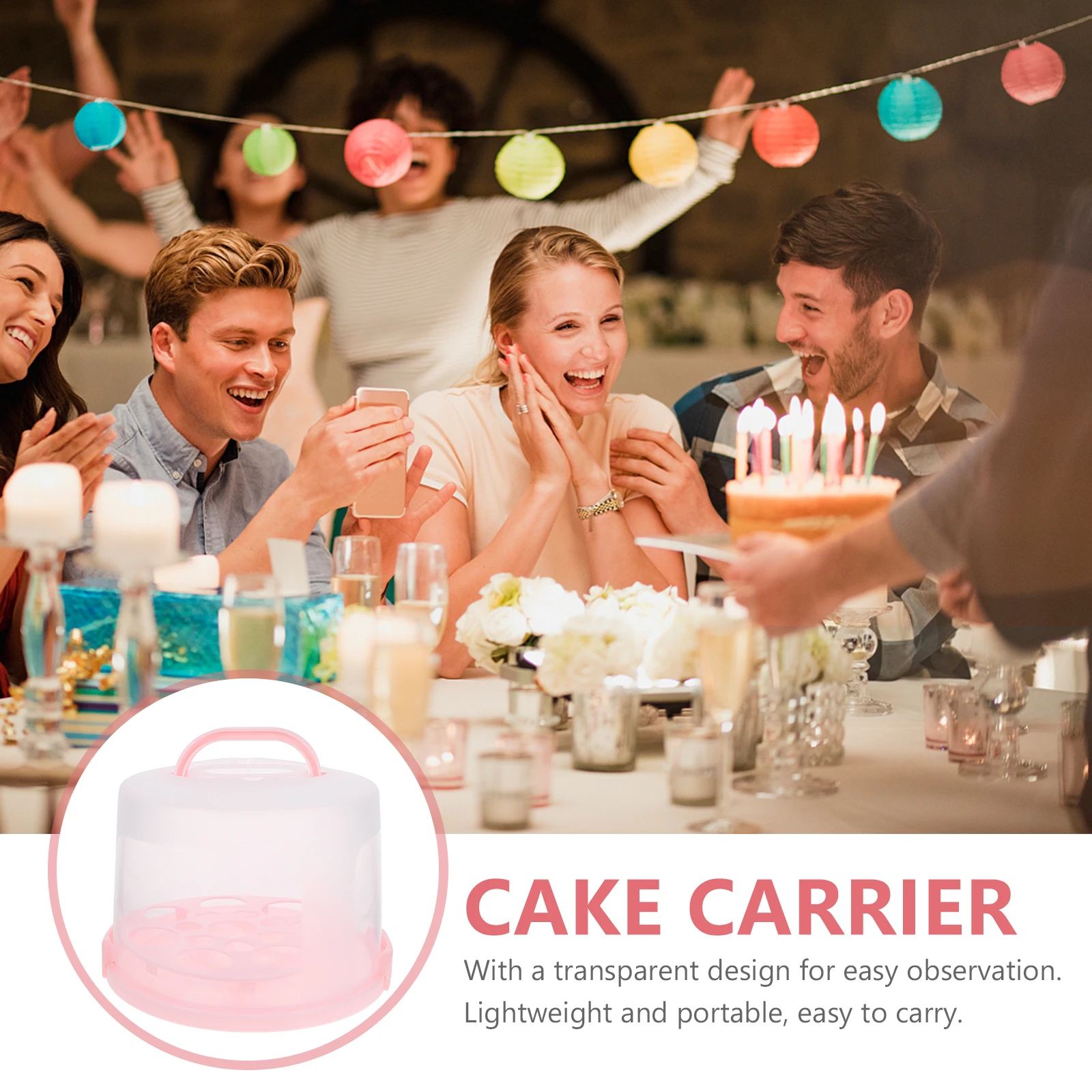 

10 Inch Reusable PP Cake Box Handheld Carrier Cupcake Liners Portable Safe Storage for Baked Desserts Birthday Bakery