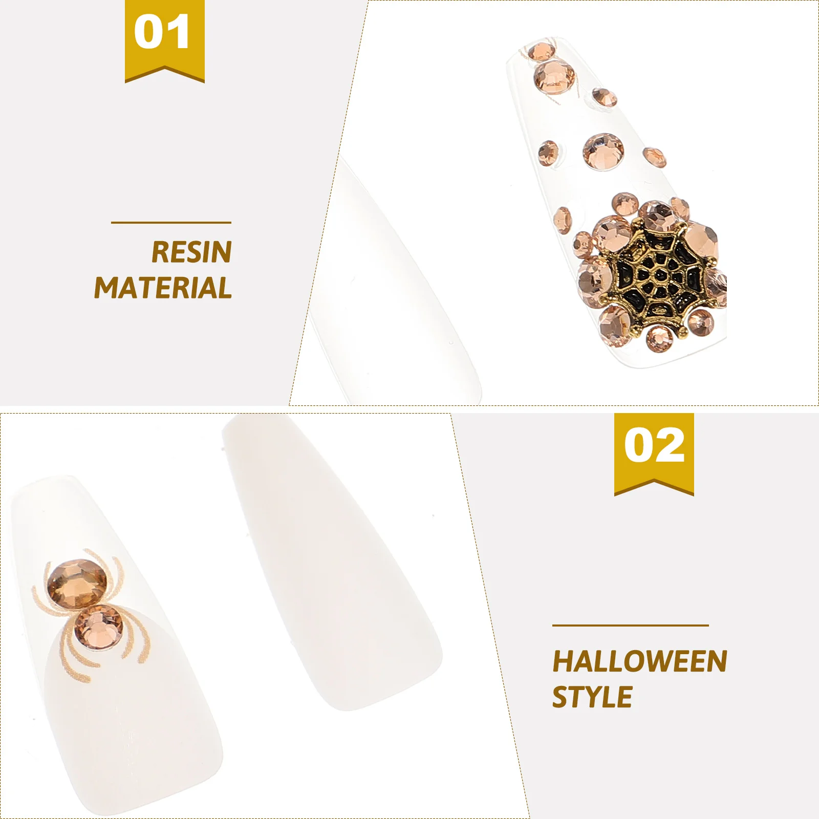 24 قطعة هالوين وهمية الصحافة على الراتنج الأظافر كاذبة نمط قصير نمط الاحتياجات الإبداعية تجميل الأظافر براقة حفلة تنكرية #3