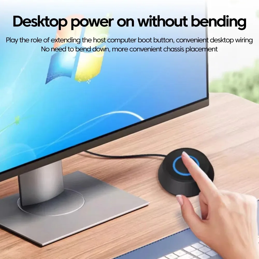 TEUCER X3 1.8m Cable Computer Desktop Power Switch with LED Light PC Motherboard External Start Power Button Extension Cable image 2