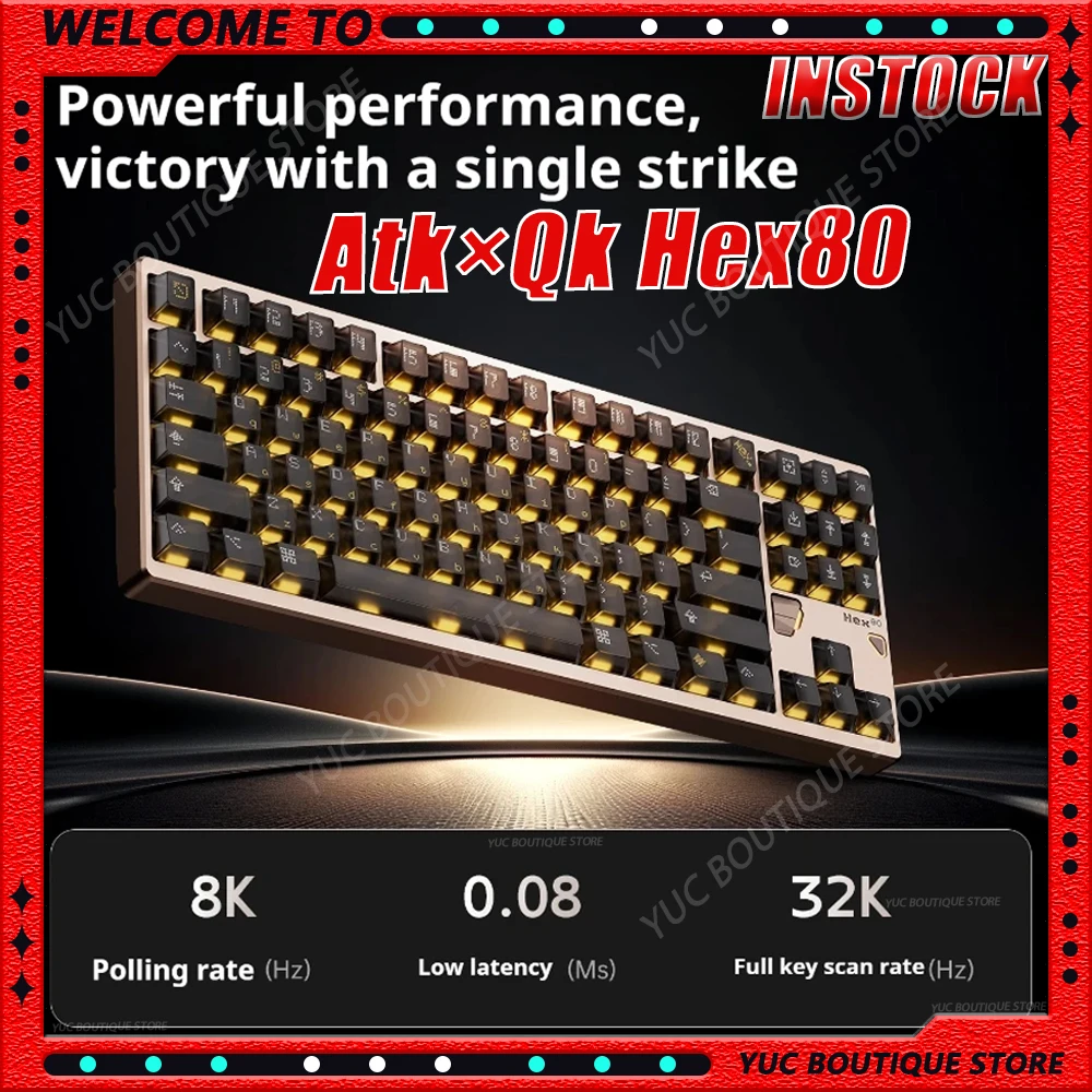 

НОВАЯ клавиатура Atk×Qk Hex80 E-Sport с магнитной осью, беспроводная RGB-клавиатура с индивидуальной прокладкой, игровая Fps 8k Rt0.005 мм, игровая клавиатура с ЧПУ для ПК