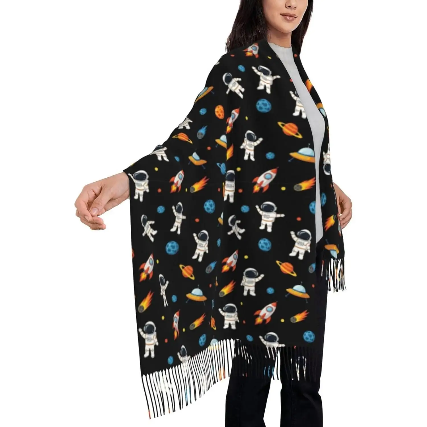 

Длинный зимний осенний шарф из пашмины с кисточками для женщин и мужчин, мягкий шарф, шаль на зиму, модный легкий шарф, шаль