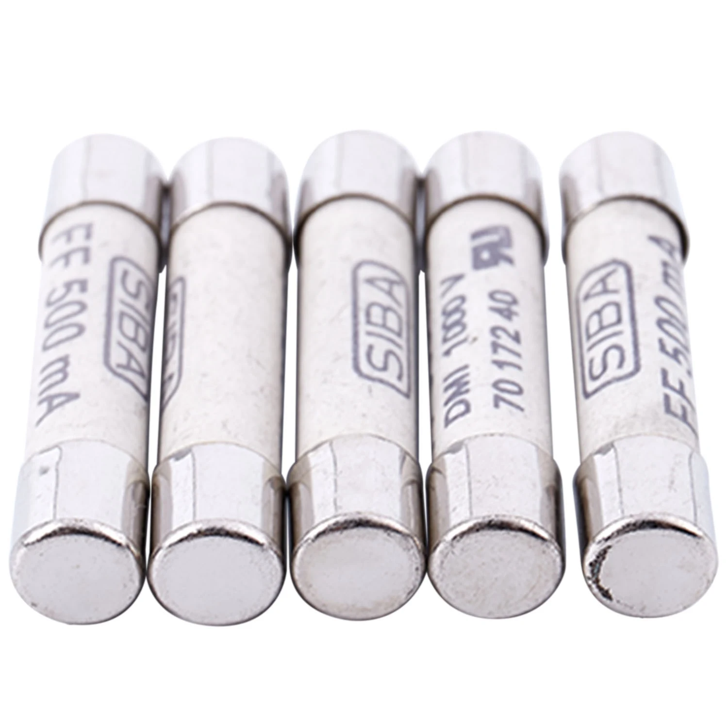 5 pcs silver+white ceramics 1000V 500mA 6.3 x 32mm White Ceramic Fuse for Multimeter 3*0.5*0.5cm