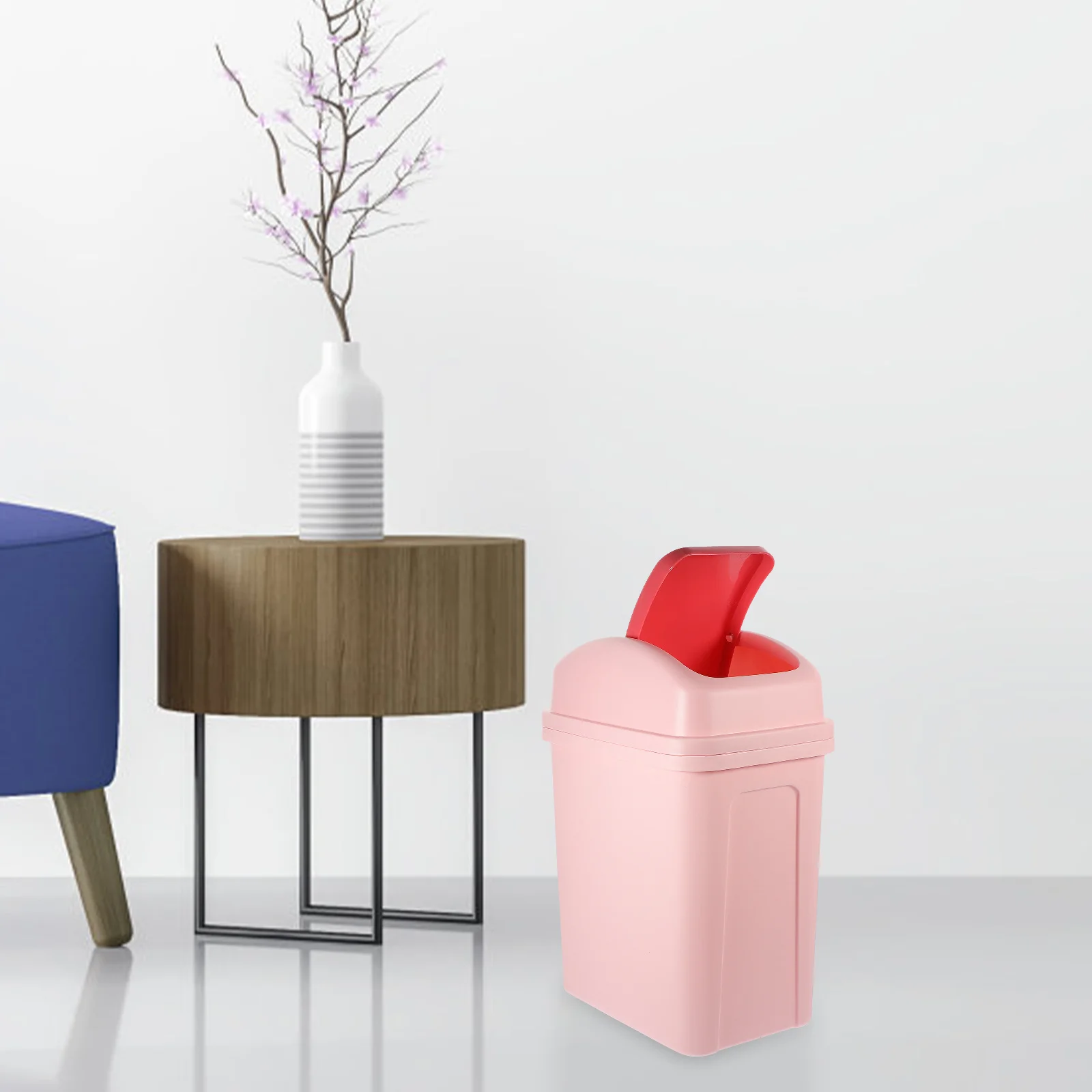 Swing Lid Trash Can Modern Stylish Design Heavy Duty Plastic for Kitchen Bathroom Living Room Garbage Bin Nursery Trash Can