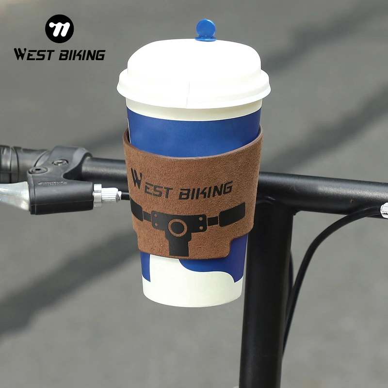 WEST BIKING Vintage Bicycle Bottle Holder Cowhide Coffee Cup Holder Tea Cup Holder Bicycle Scooter Water Bottle Cage Bracket