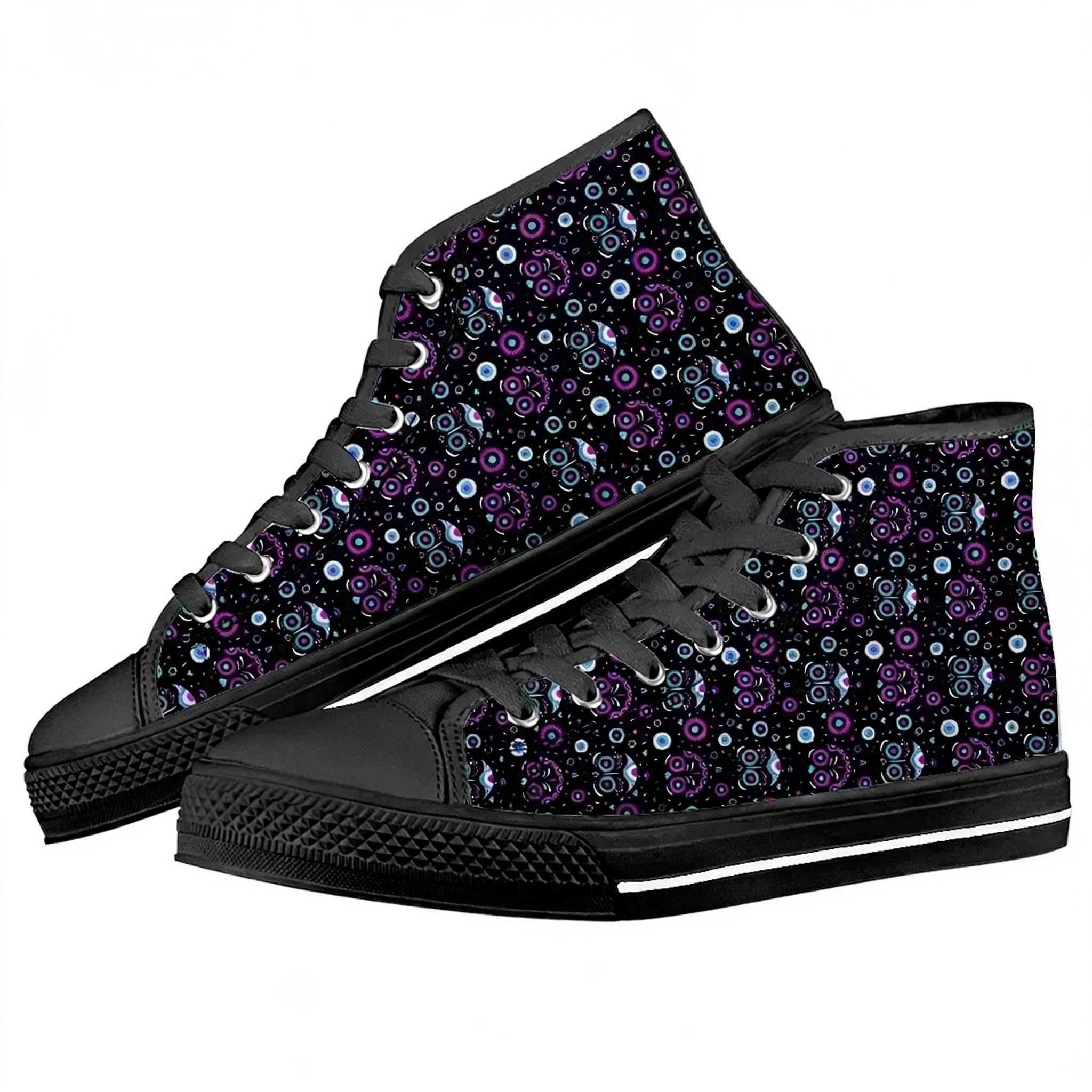 

Мужские вулканизированные кеды Sugar Skull Trippy, высокие кеды из канваса, классический брендовый дизайн, мужские туфли на плоской подошве, обувь на шнуровке-4