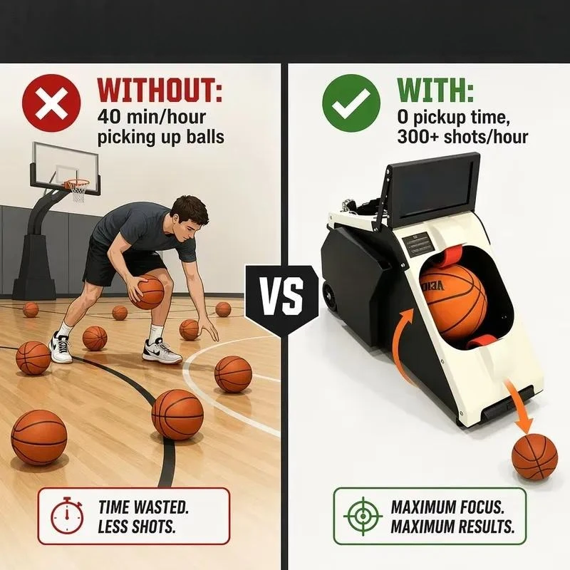 Portable steel basketball shooting machine, foldable light, automatic rebound indoor and outdoor training equipment