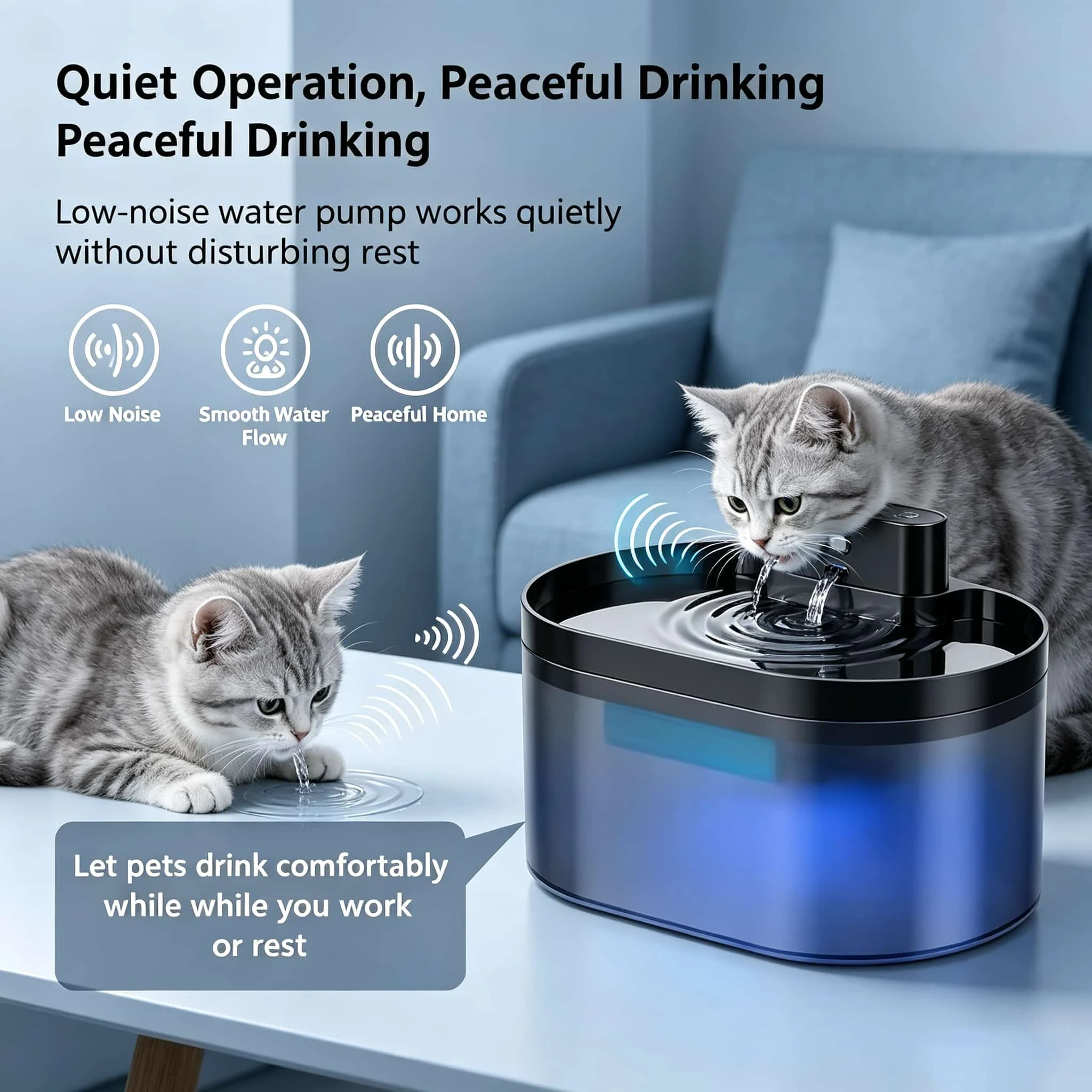2.2L Wireless Cat Water Fountain Battery Operated Automatic Pet Water Fountain With Motion Sensor Dog Cat Water Dispenser Bowl