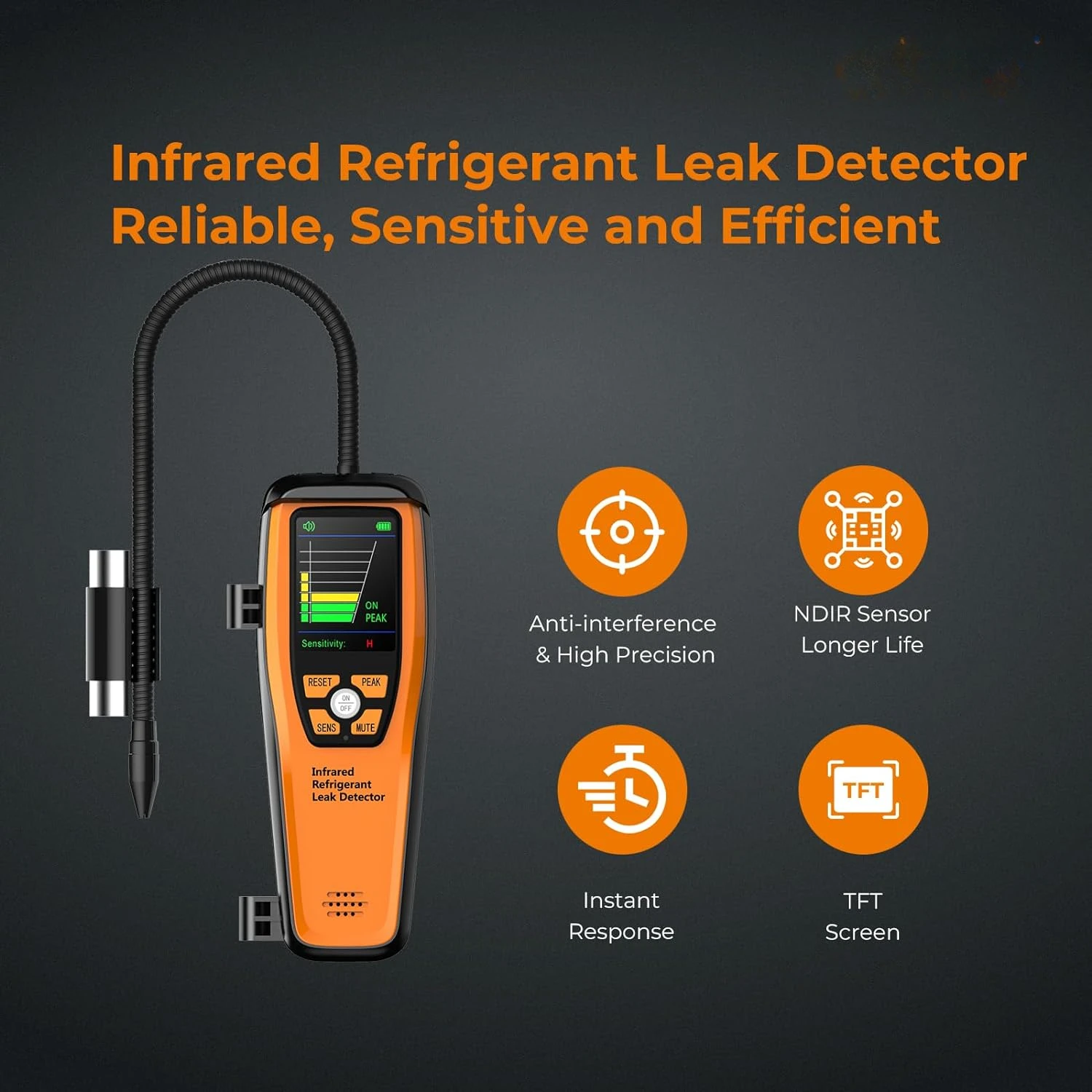 HVAC Refrigerant Leak Detector Automotive Gas Finder 10 Yrs Infrared Sensor Life Air Conditioning Detection