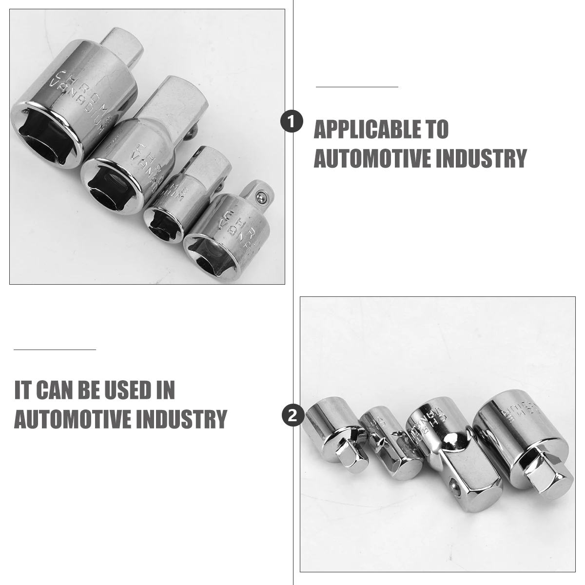 

4Pcs Socket Adapter Reducer Set Vanadium Steel Impact Driver Hex to Square Converter Ratchet Wrench Tools for Repair Car
