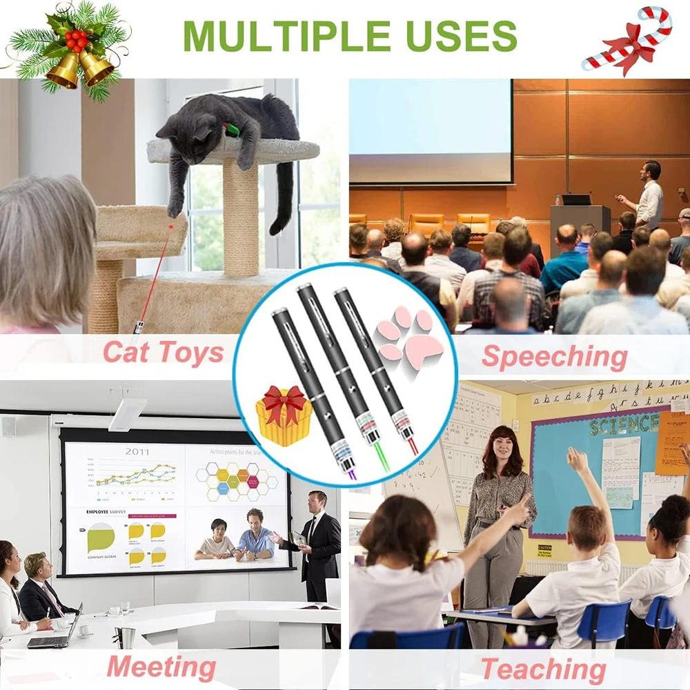 ** قلم ليزر لتدريب القطط متعدد الألوان مكون من 3 قطع لعبة الفرس طويلة المدى مع مؤشر نقطة لامعة لتمرين القطط #1