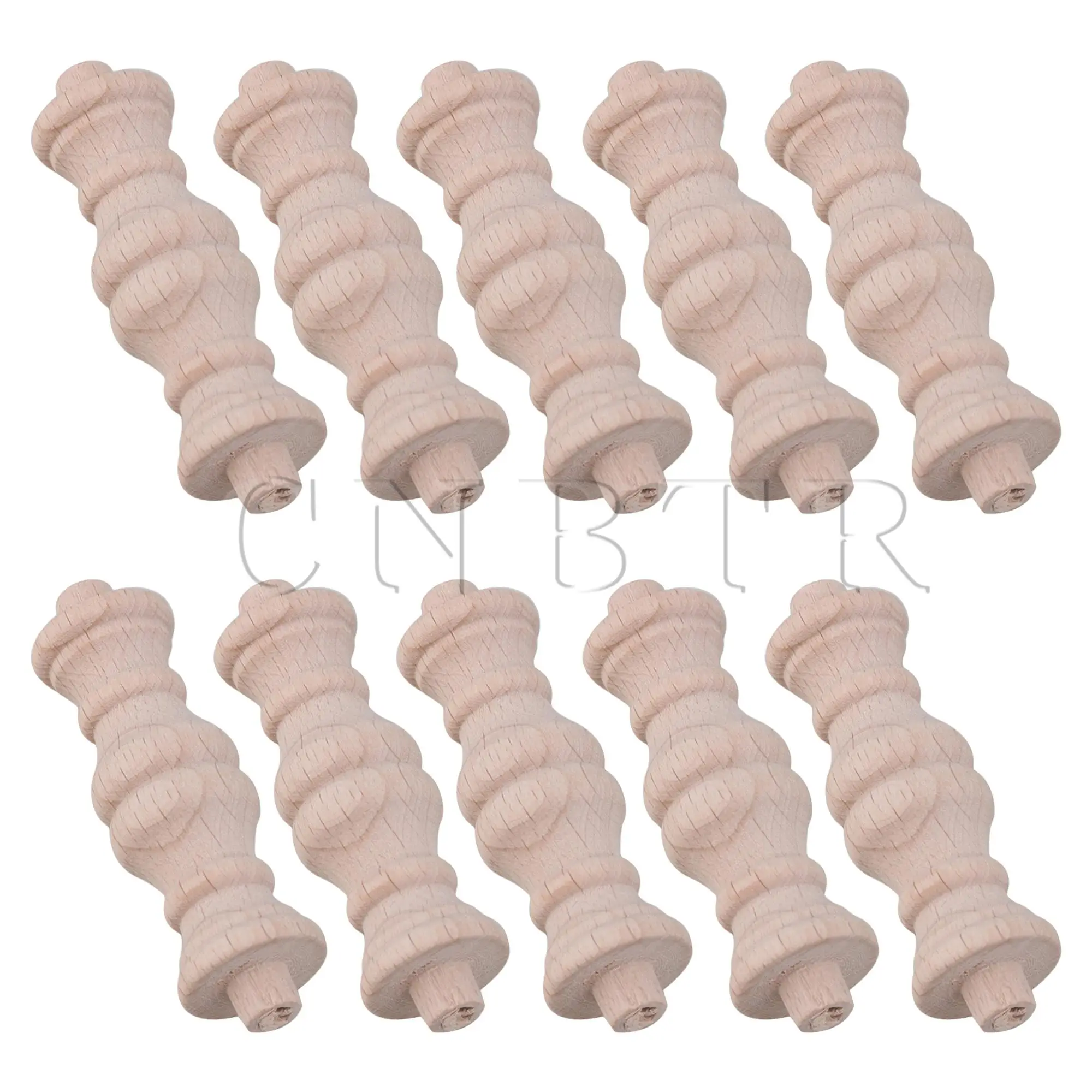 CNBTR 10 Pieces Wood Spindles Beech Unfinished for Decorative Craft 60x18mm