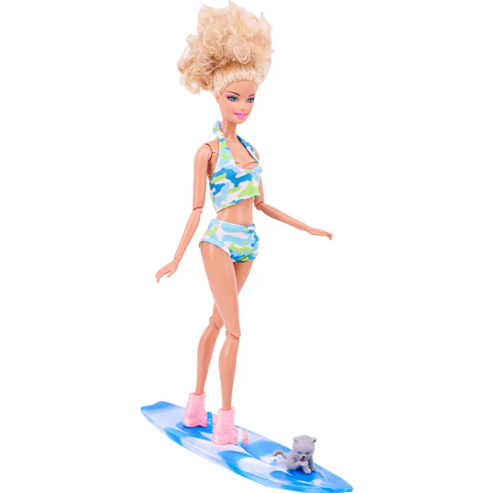 Puppen zubehör Schwimm kreis, Badeanzug, Skateboard, Kanu, Motorboot, Schwimmweste, für Barbiees & Ken Doll Sonnenbaden am Strand