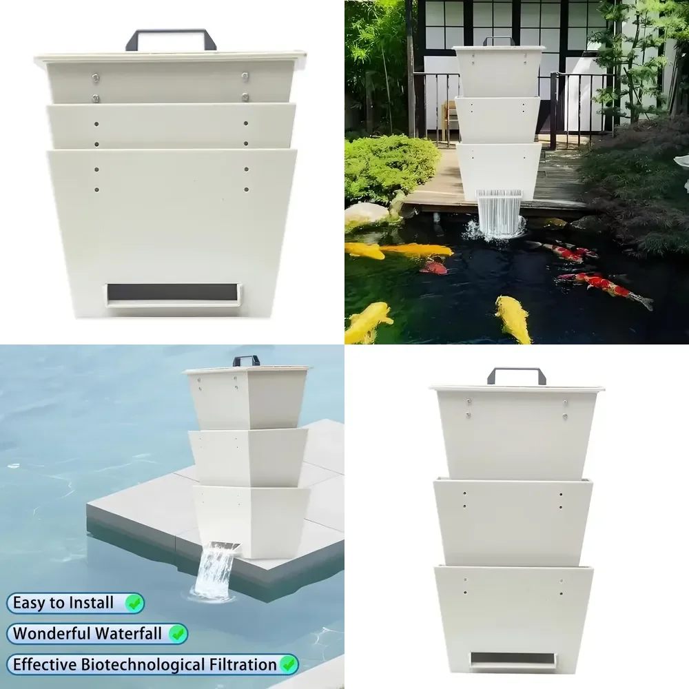 

QihangRAS Household 10m3/h Bakki Shower Filter Fish Tank Aquarium Water Filter Koi Pond Trickle Tower Rockery Fish Pond PP