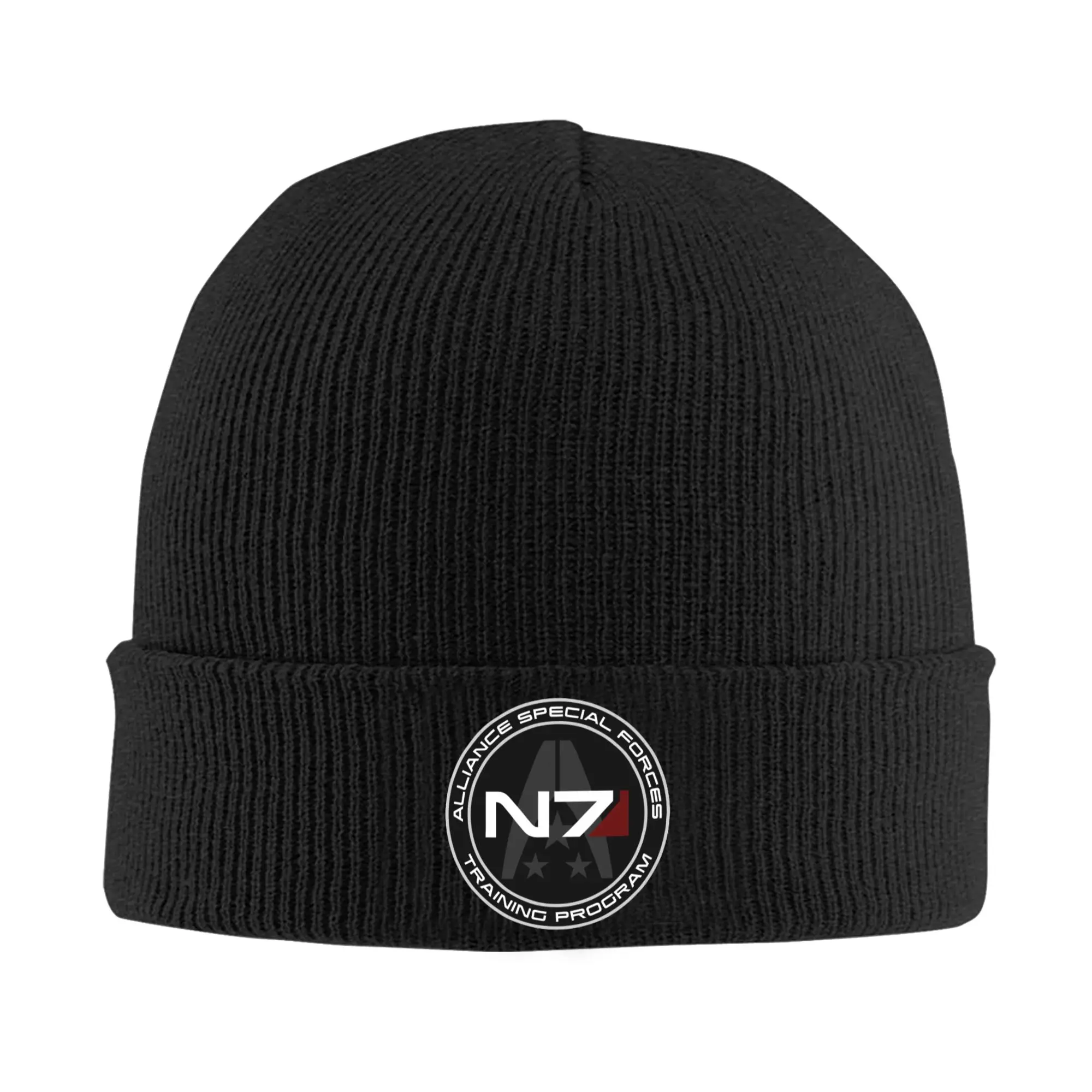 Custom N7 Mass Effect  Beanie Cap Unisex Winter Warm Bonnet Femme Knit Hat Fashion Outdoor Ski Video Game Skullies Beanies Cap