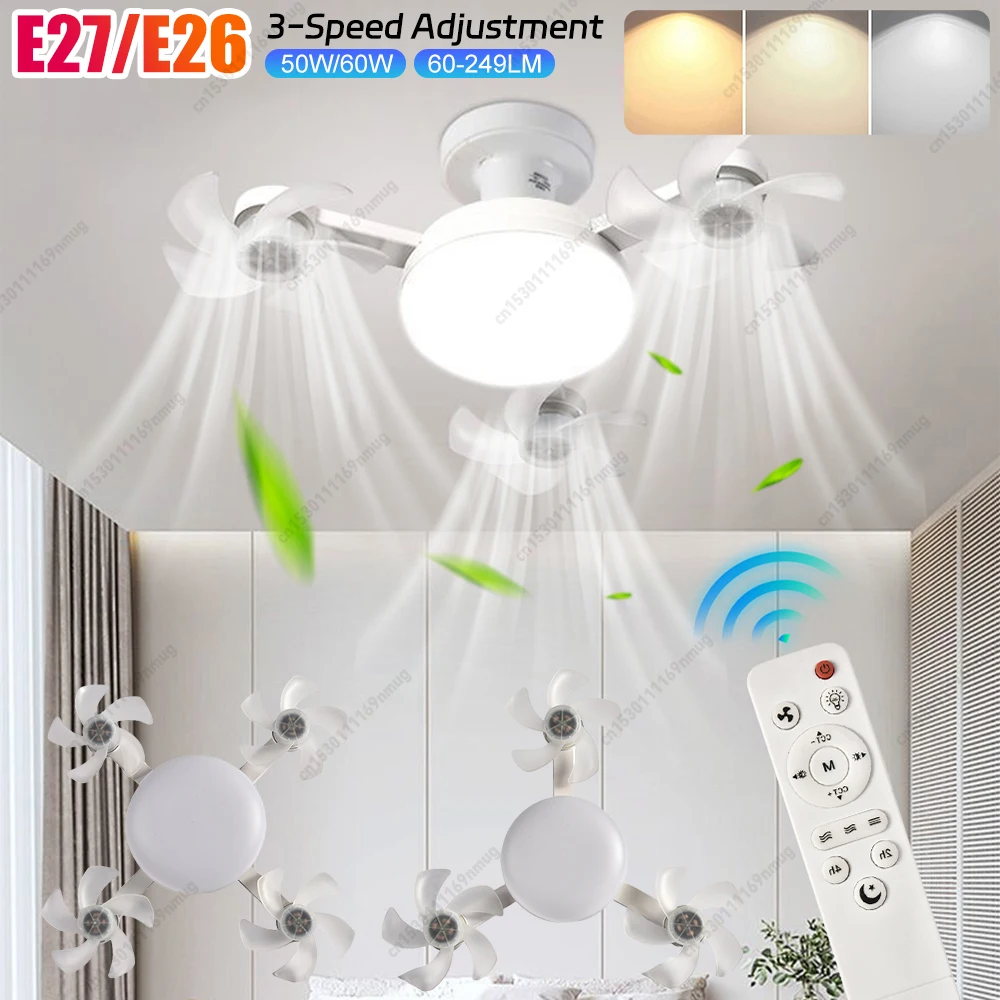 

2 In 1 Hanging Fan with LED Light 3 Gears Electric Cordless Fan Universal Dimming Drone Fan for Dining Room Bedroom Living Room