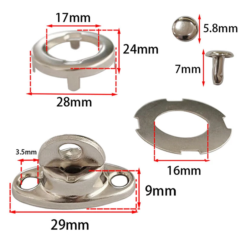 스크류 베이스 스냅 턴 단추 보트 커버 인클로저 아일렛, 캔버스 스냅 패스너, 여행 가방 액세서리, 5 세트
