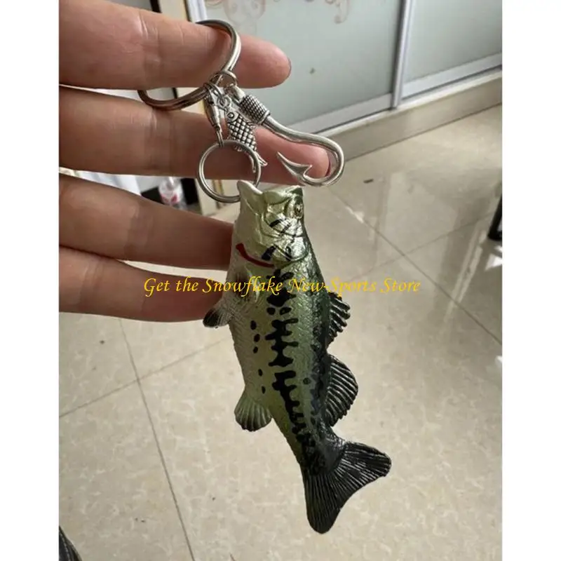 E56D Daily Carry Fish Keychain Accessory in Acrylic with Metal Hook Detail for Bag Use and Simple Display Placement