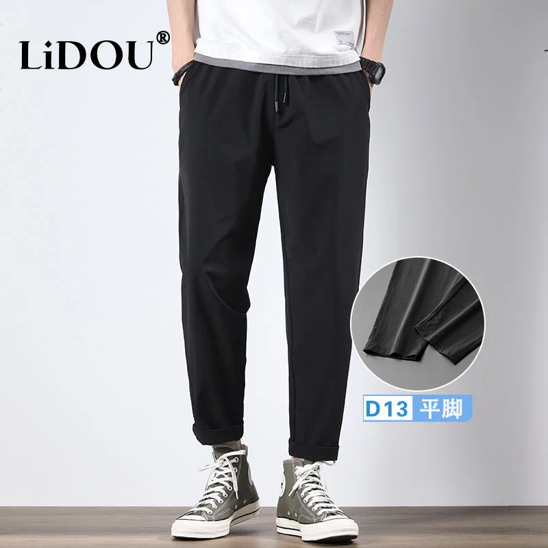 

Spring Autumn Fashion Solid Color Korean Version Harem Pant Men Casual Simple Loose Male Trousers Ninth Pants Streetwear Clothes