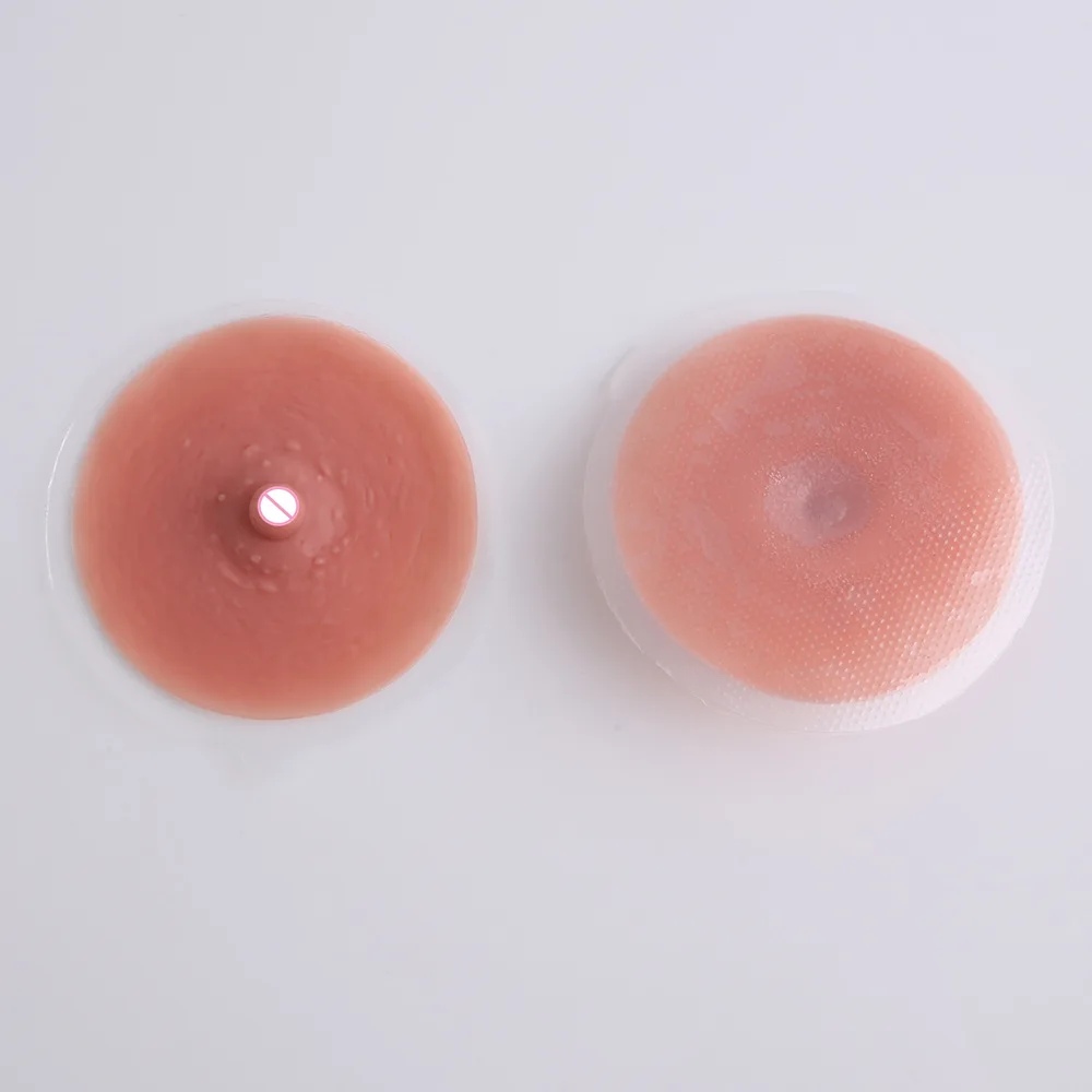 1 Pair Realistic Adhesive Silicone Nipples Cover Diameter 8cm Reusable Attachable Self Adhesive Silicone Nipple for Breast Forms