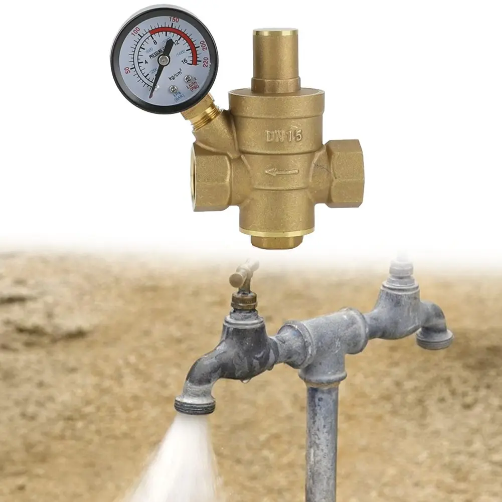 Water Flow Management Valve Brass Pressure Reducer 1 2-Inch Connection Easy Adjustment Tool High Pressure Resistance