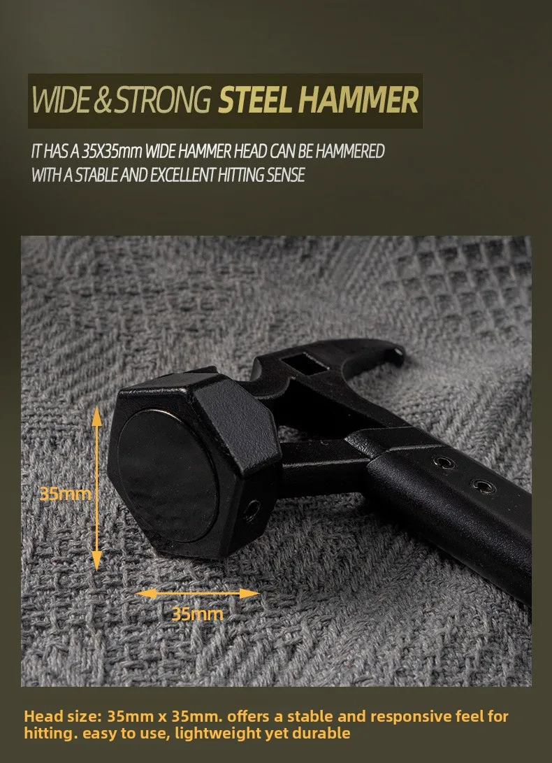 Multifunktionaler Mini-Hammer aus Edelstahl für Outdoor-Camping, Bergsteigen, Zelt-Hammer, Flaschenöffner-Werkzeug – Detail 5