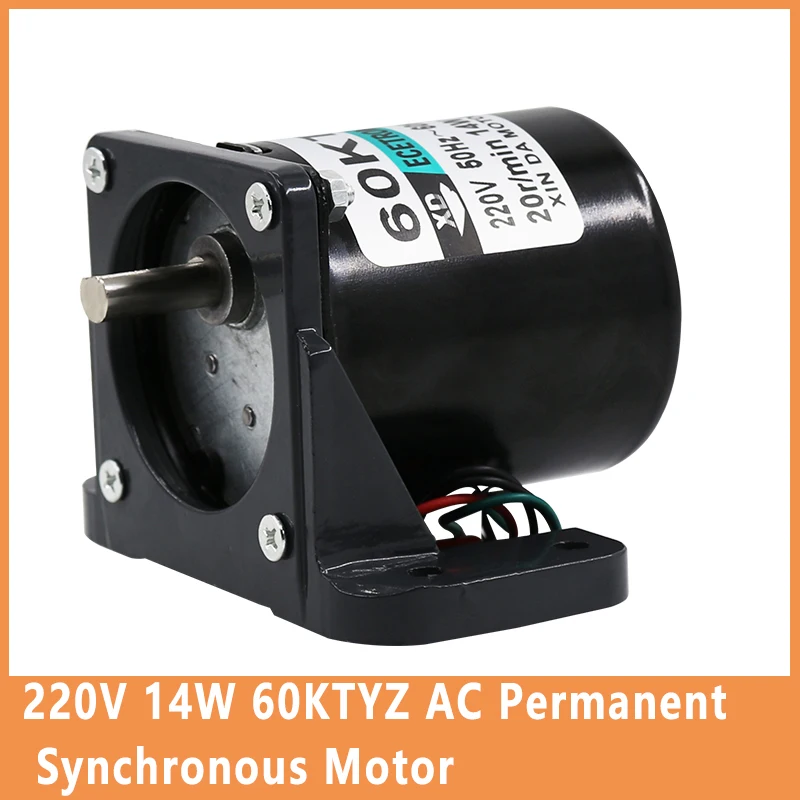 220V 14W 60KTYZ AC Permanent Synchronous Motor with Bracket 2.5rpm-110rpm Miniature Slow Machine Eccentric Shaft Motor