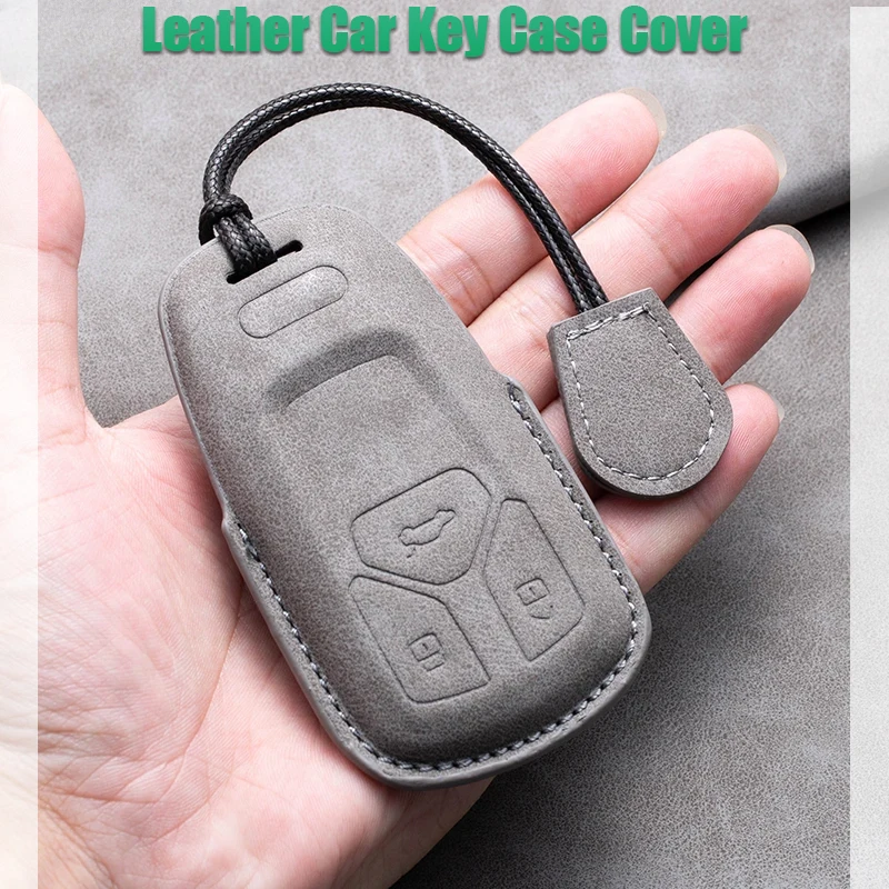 

Leather Car Key Case Cover Fob For Audi A1 A3 8V A4 B8 B9 A5 A6 8S 8W A7 A8 Q3 Q5 Q7 4M S4 S5 S6 S7 S8 R8 TT TTS RS Keychain
