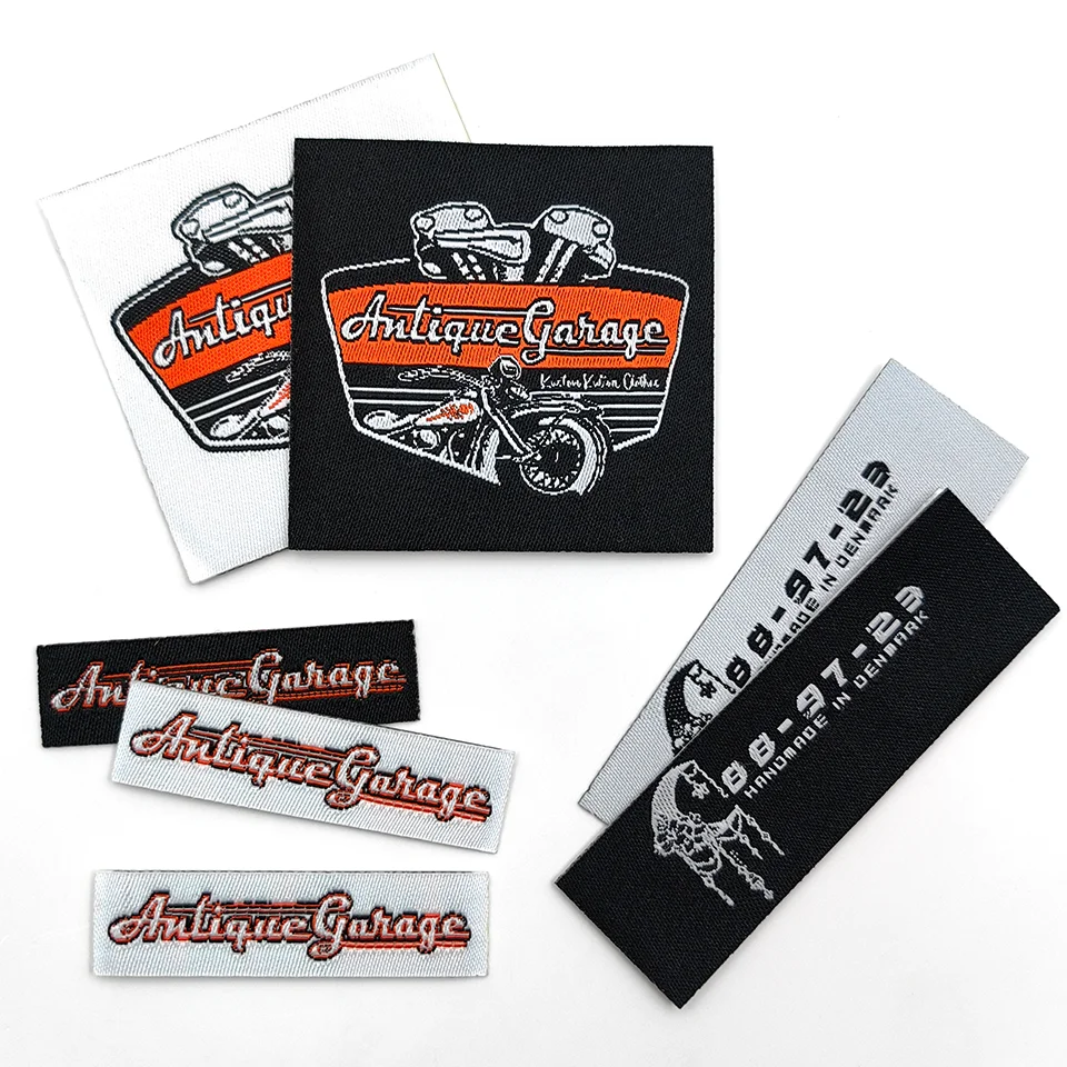 Luxury Custom Iron on Woven Labels Heat Transfer Size Labels for Clothing Self-Adhesive Clothing Tags